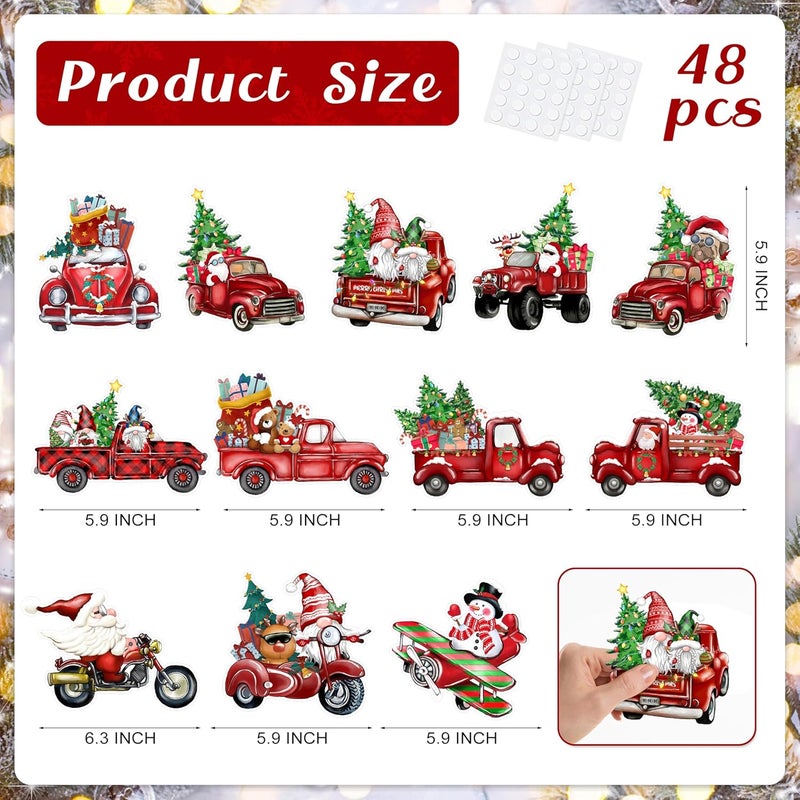 TREWAVE 48 Pcs Winter Christmas Gnome Truck Cutouts Christmas Bulletin Board Decorations Classroom Winter Holiday Cut-Outs Home School Bulletin Board Stickers for Wall Window - Image 2